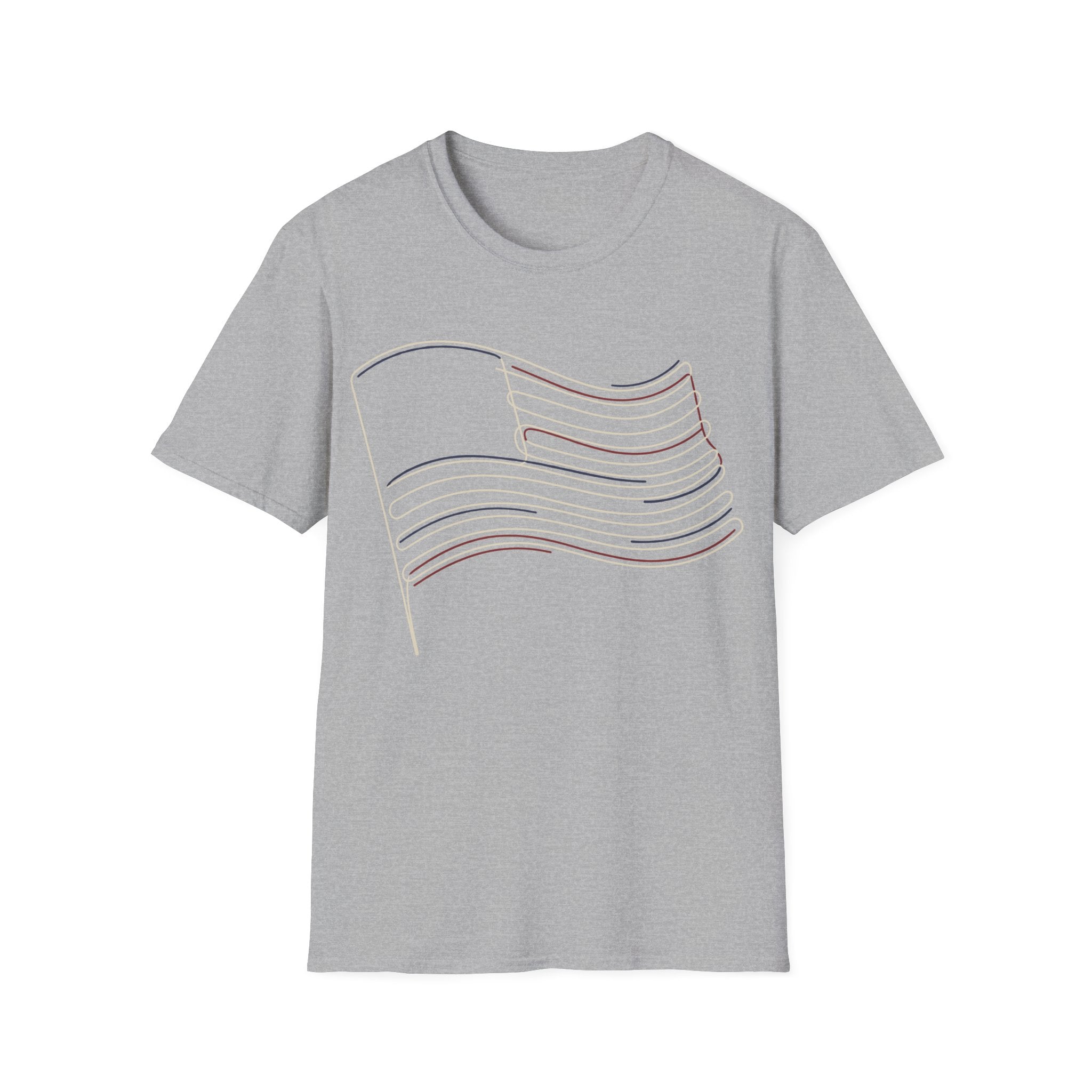 Minimalist Line Art American Flag T-Shirt | Subtle Patriotic Tee