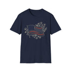 Boho Floral American Flag T-Shirt | Botanical Wildflower Patriotic Tee