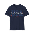 USA Land of the Free 1776 T-Shirt | Cute Cursive Patriotic Tee