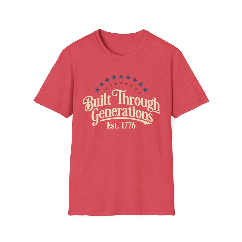 Built Through Generations: Vintage Est. 1776 Patriotic T-Shirt