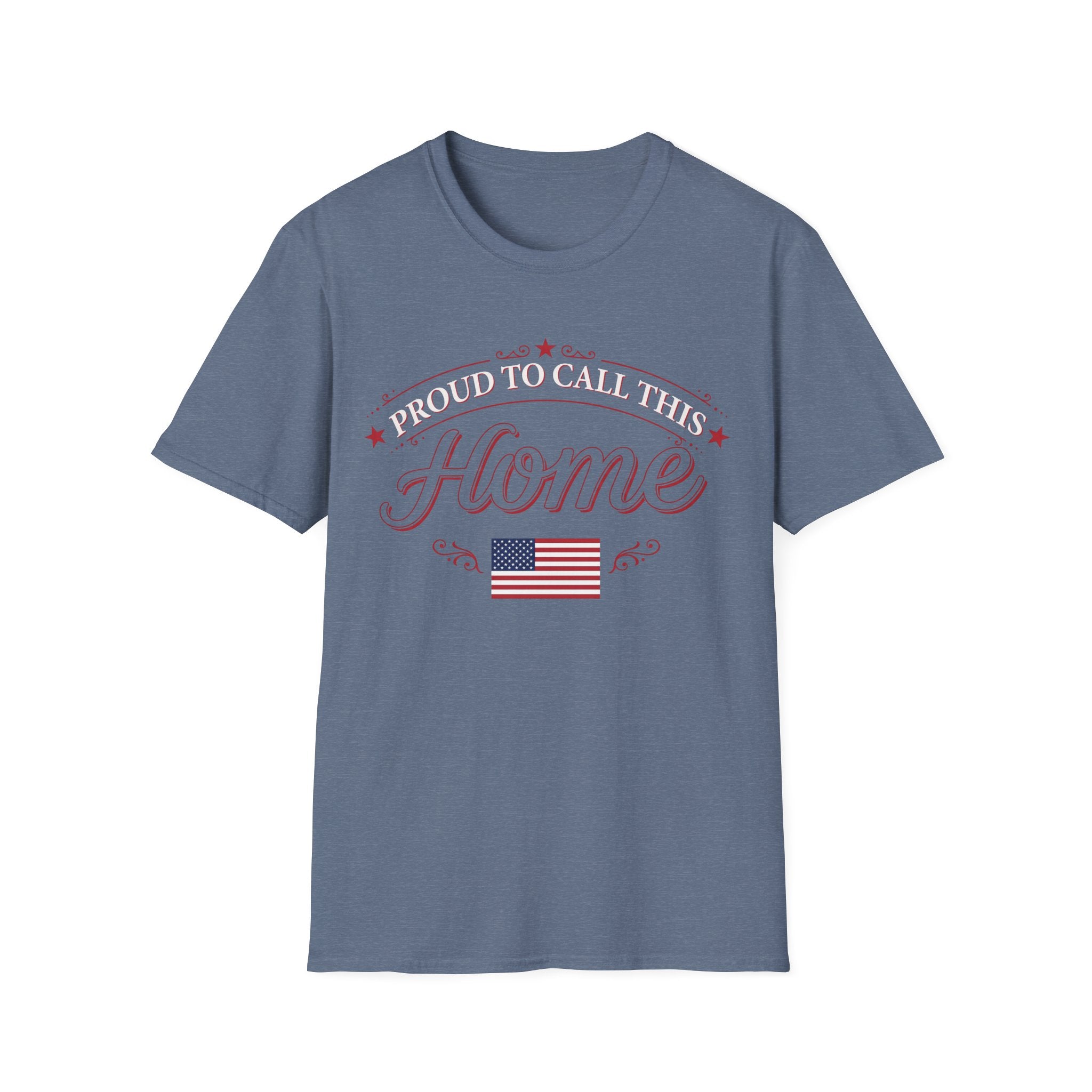 Proud To Call This Home T-Shirt | Classic American Flag Patriotic Tee