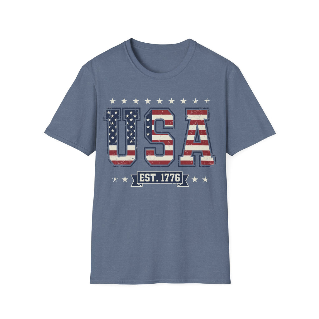 Vintage USA Varsity Est 1776 T-Shirt | Distressed Collegiate Patriotic Tee