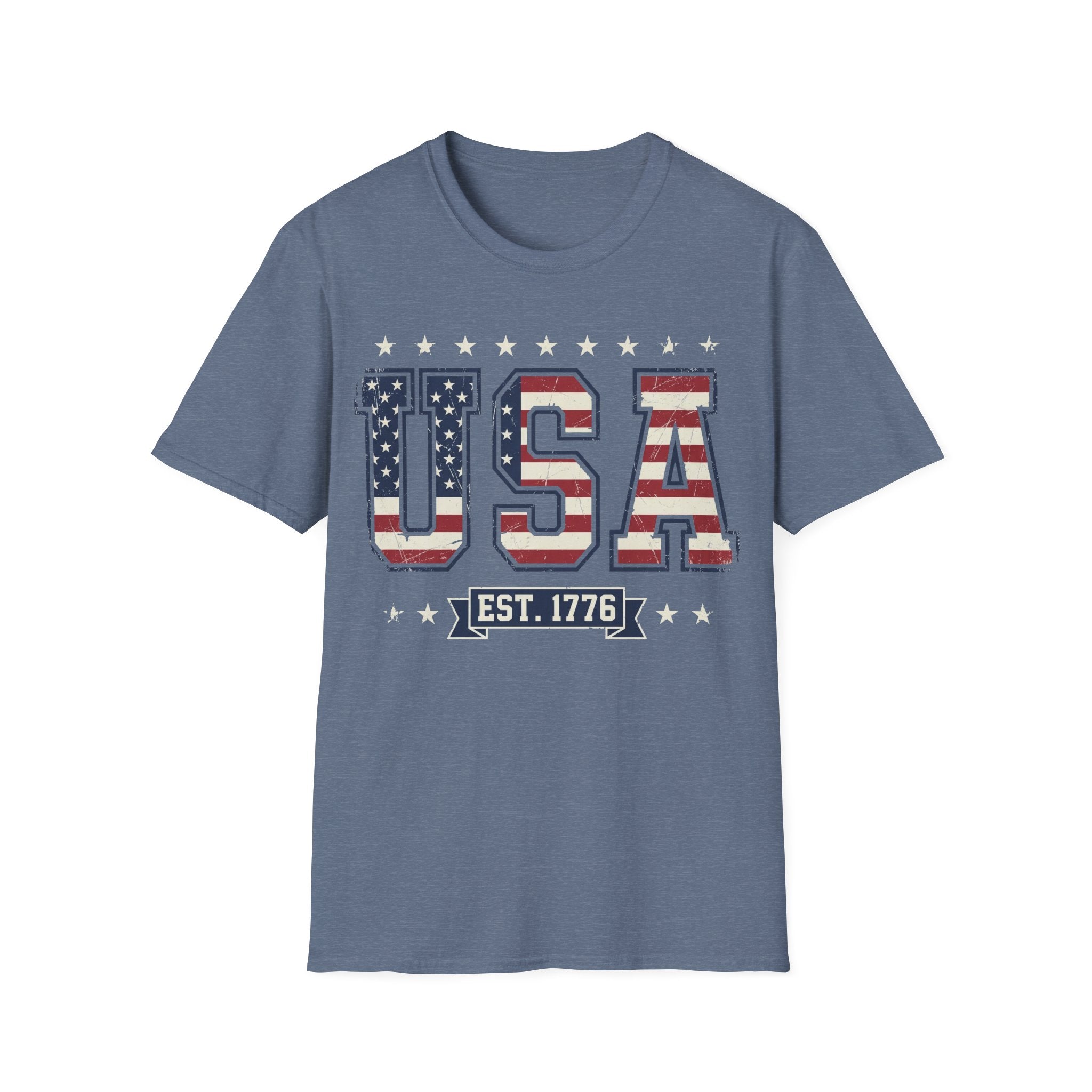 Vintage USA Varsity Est 1776 T-Shirt | Distressed Collegiate Patriotic Tee