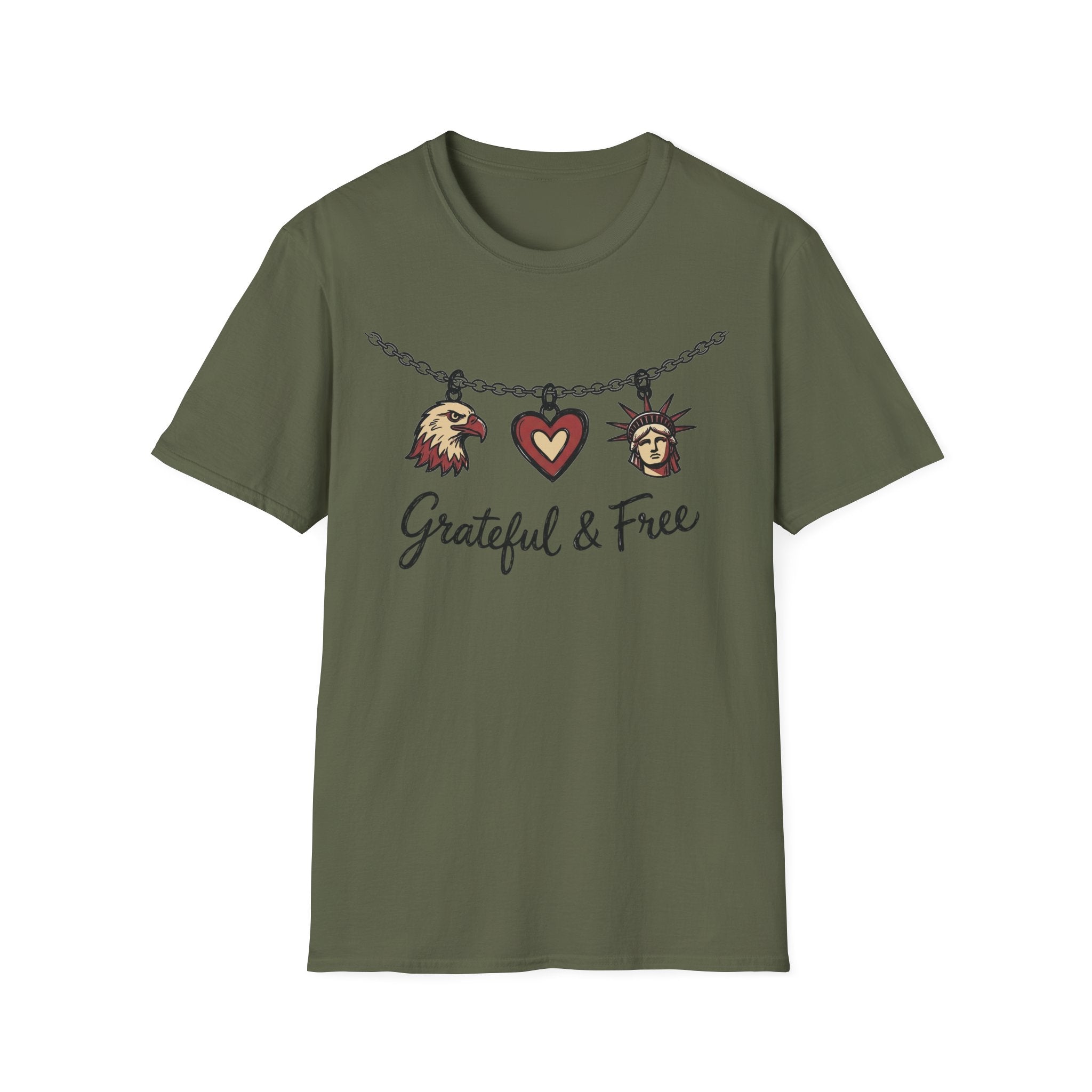 Grateful & Free: Patriotic Charm Necklace T-Shirt