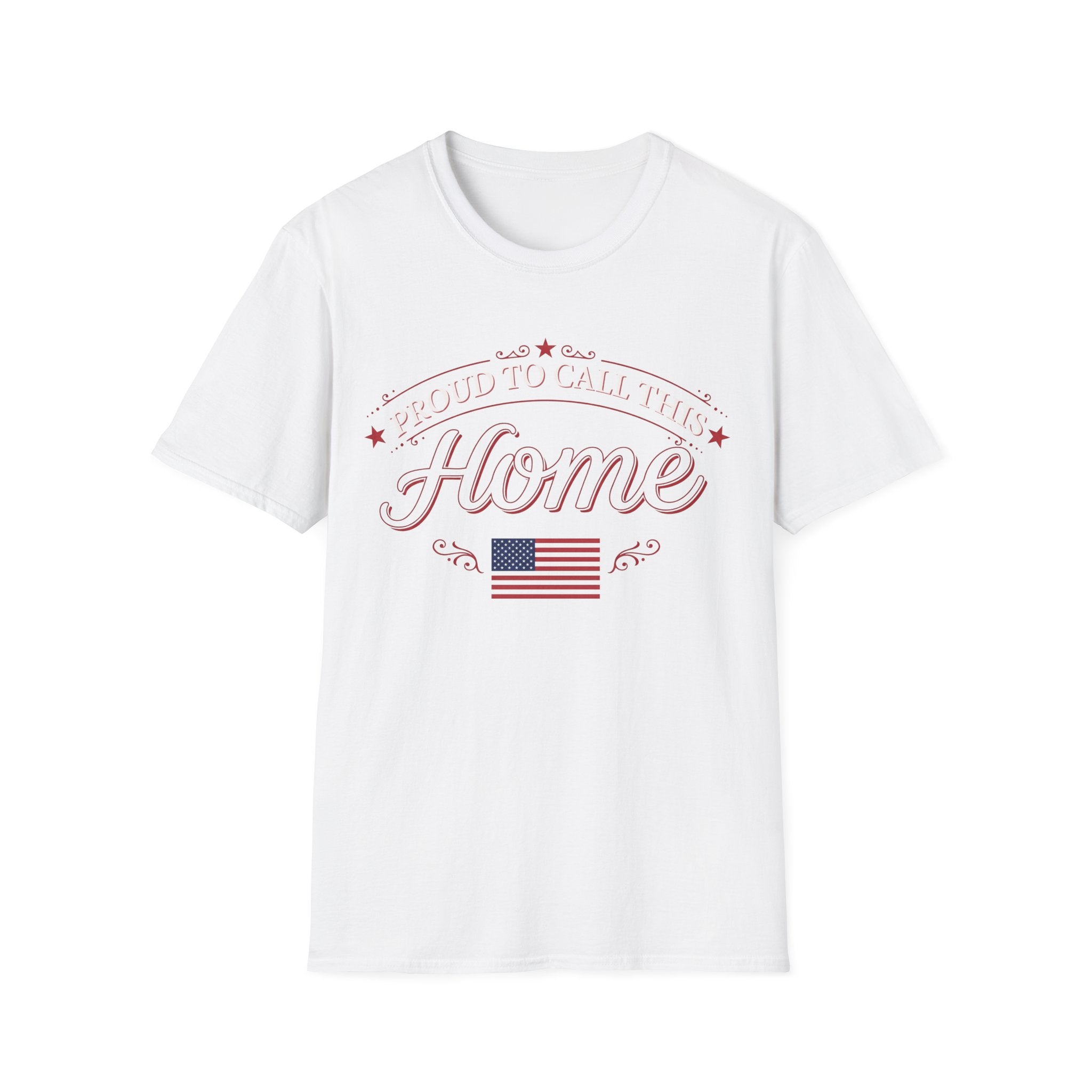 Proud To Call This Home T-Shirt | Classic American Flag Patriotic Tee