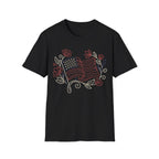 Elegant Floral Line Art American Flag T-Shirt | Botanical Patriotic Tee