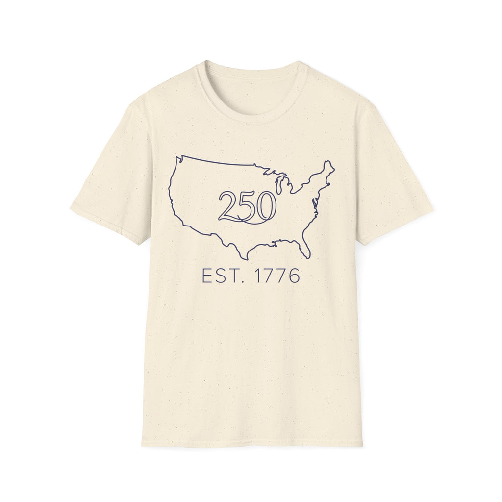 Minimalist USA Map: Est. 1776 250th Anniversary T-Shirt