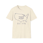 Minimalist USA Map: Est. 1776 250th Anniversary T-Shirt