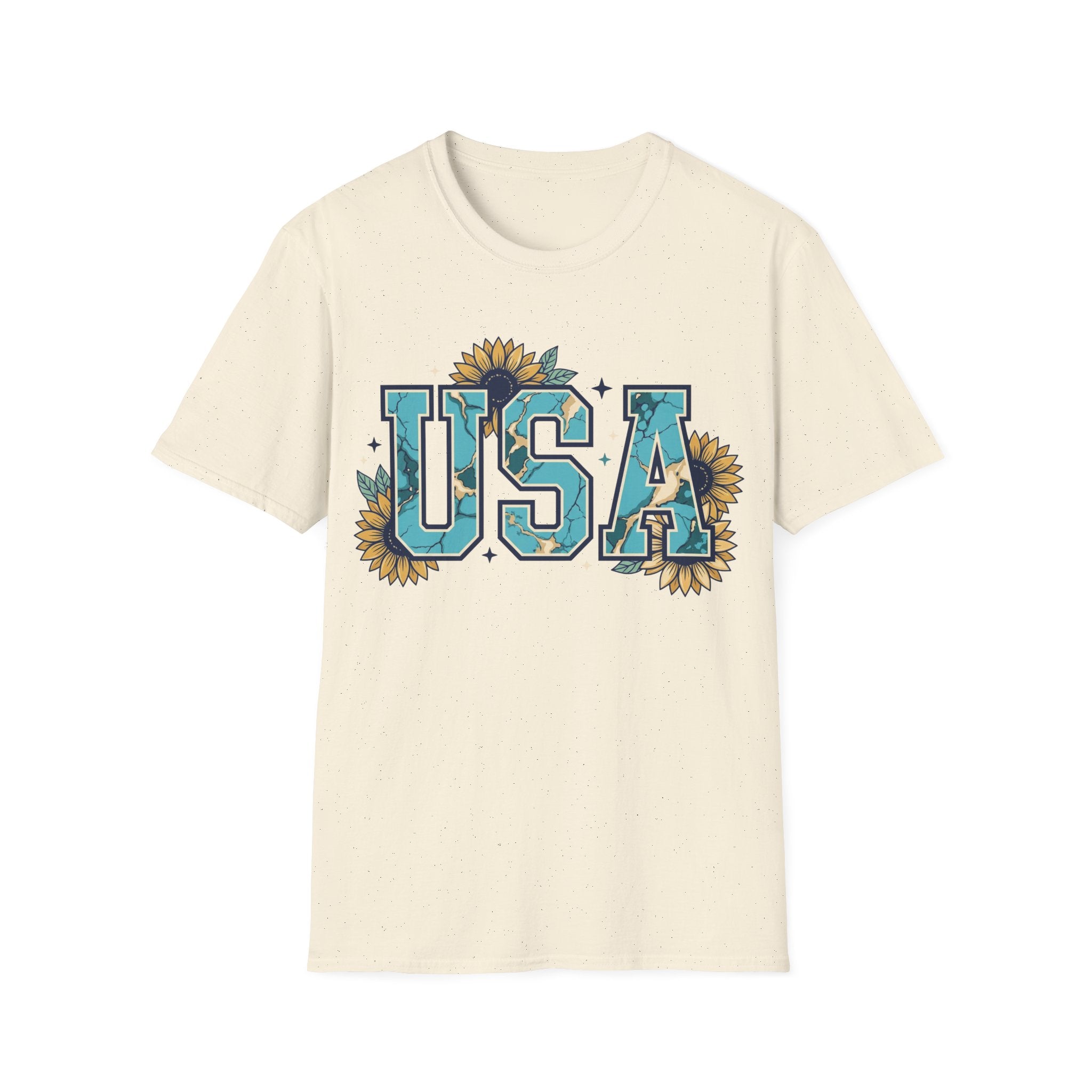Turquoise USA Sunflower T-Shirt | Boho Southwestern Patriotic Tee