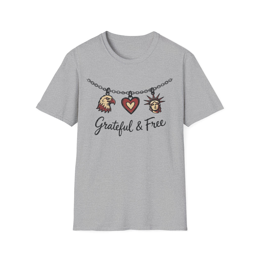 Grateful & Free: Patriotic Charm Necklace T-Shirt