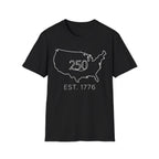 Minimalist USA Map: Est. 1776 250th Anniversary T-Shirt